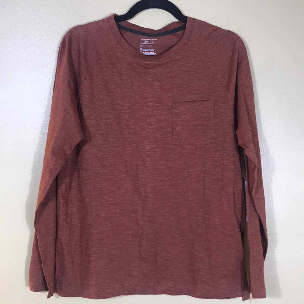 Paper Denim & Cloth Shirt Mens Small Amber Orange The Core‎ Long Sleeve Tee